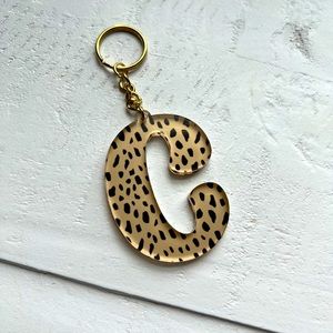 🐆Spotted Leopard Initial C Keychain - Stocking Stuffer